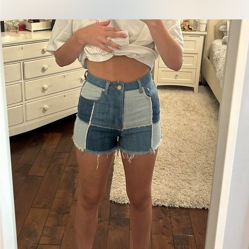 Patchwork Denim Jean Shorts